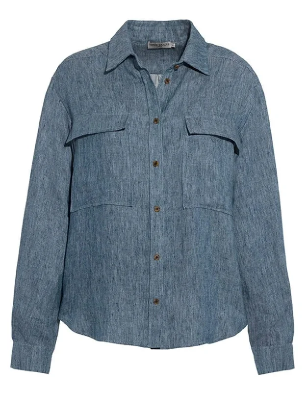 Denim Blue Willow Linen Button Down Shirt