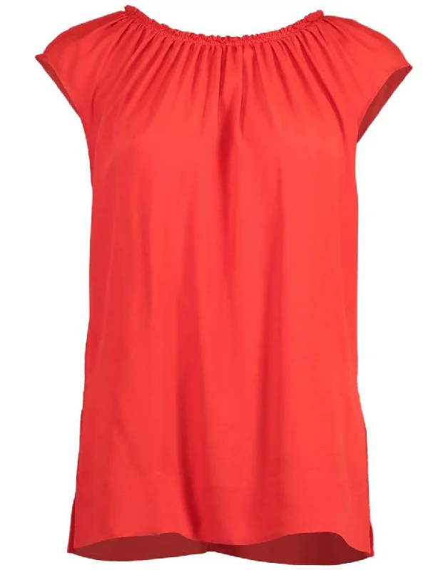 Hot Red Ruched Sleeveless Top