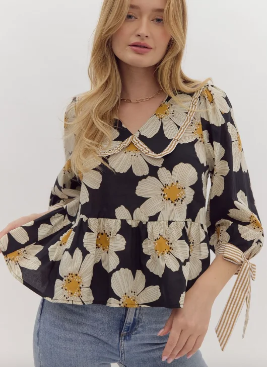 Floral Print Peplum Top