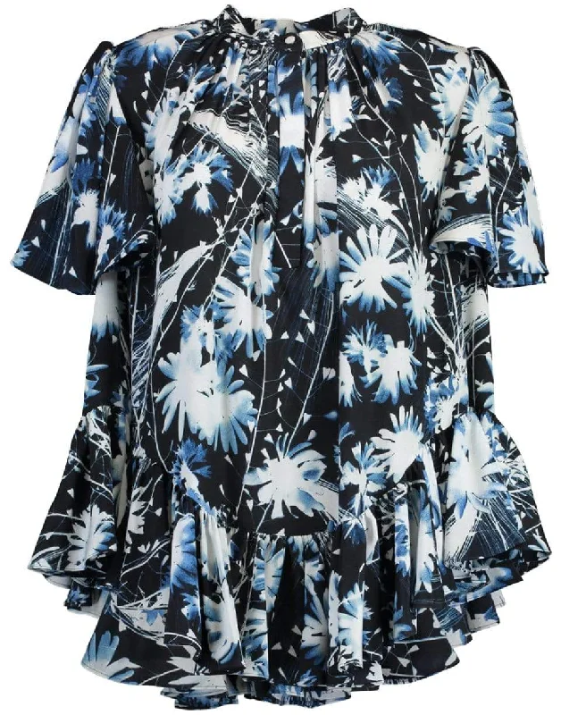 Ruffled A-Line Print Shirt