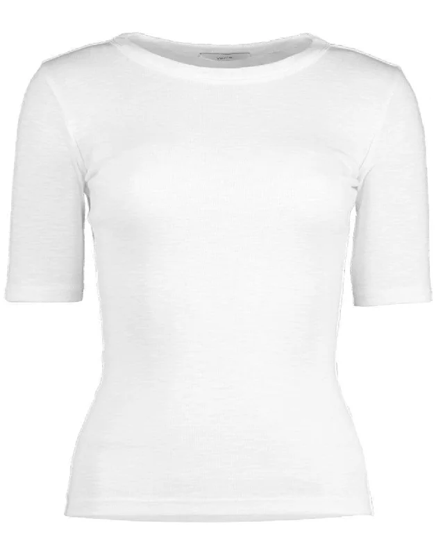 Optic White Elbow Sleeve Crewneck Top