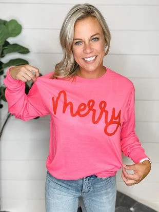 Neon Pink Merry Long Sleeve Tshirt