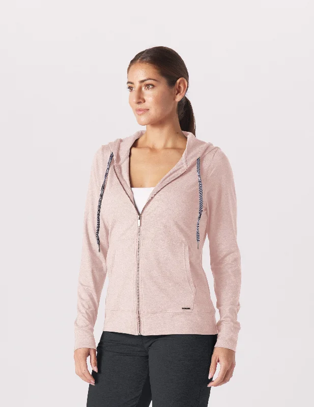 On The Go Lightweight Zip Up Hoodie: Adobe Rose Marble