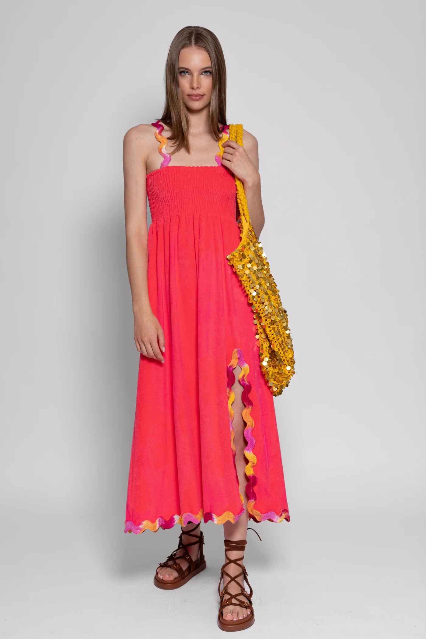 TINA LONG DRESS TERRY FUCHSIA