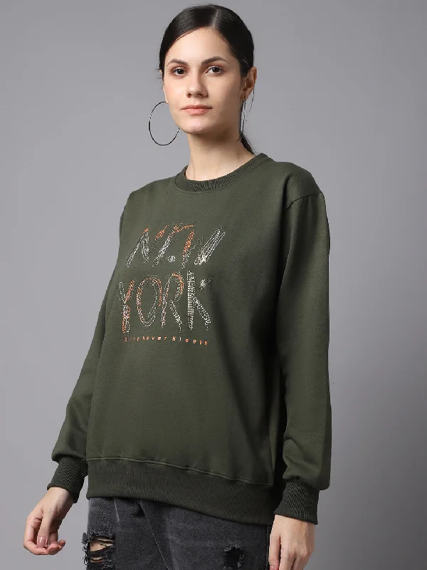 Mack Jonney Fleece Round Neck Printed Sweatshirt For Women