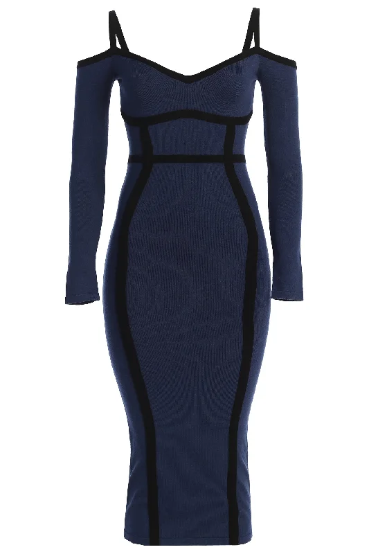 Navy  Debora Knit Midi Dress