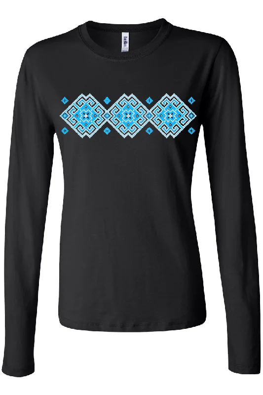 Female long sleeve top "Vortex" blue