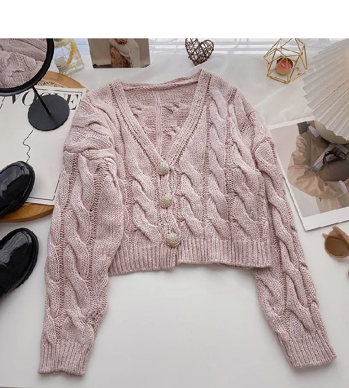 Knitted twist sweater Korean version lazy style  6129