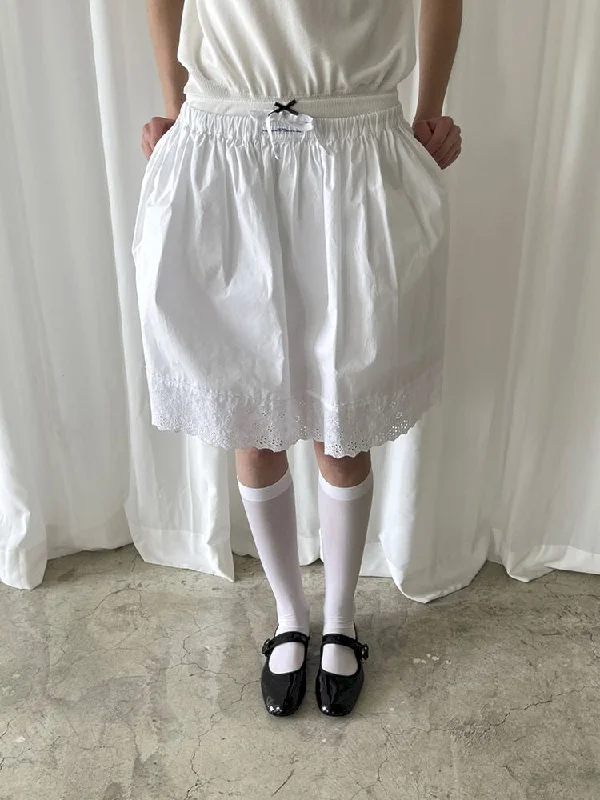 Elastic Waist Lace Hem Half Skirt【s0000007453】