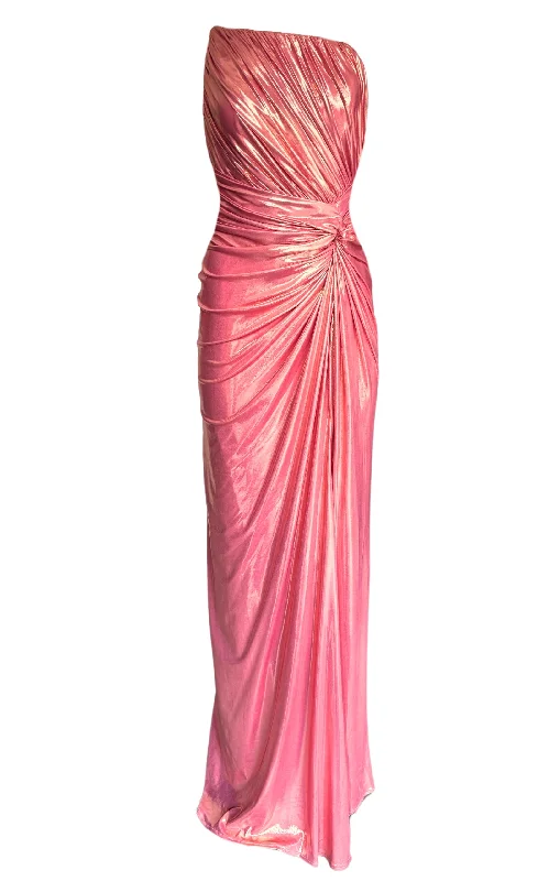 Pink Metallic Cocktail Prom Dress