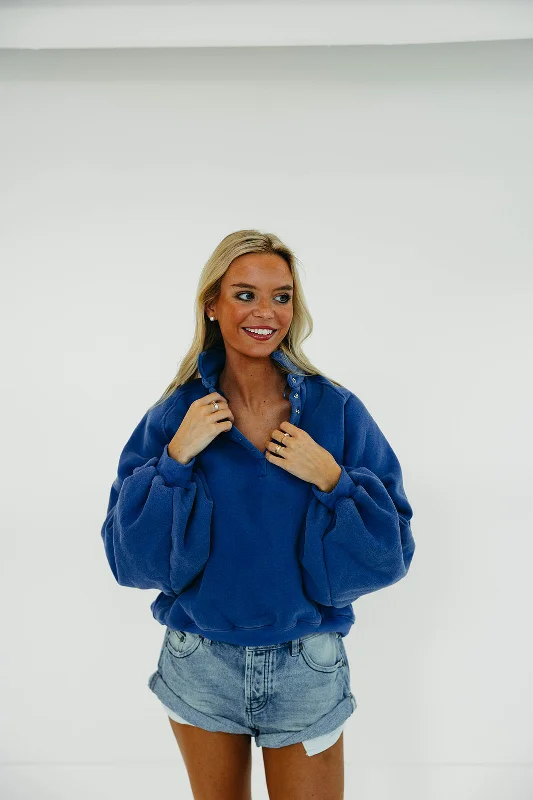 Piper Snap Sweatshirt - Cobalt Blue