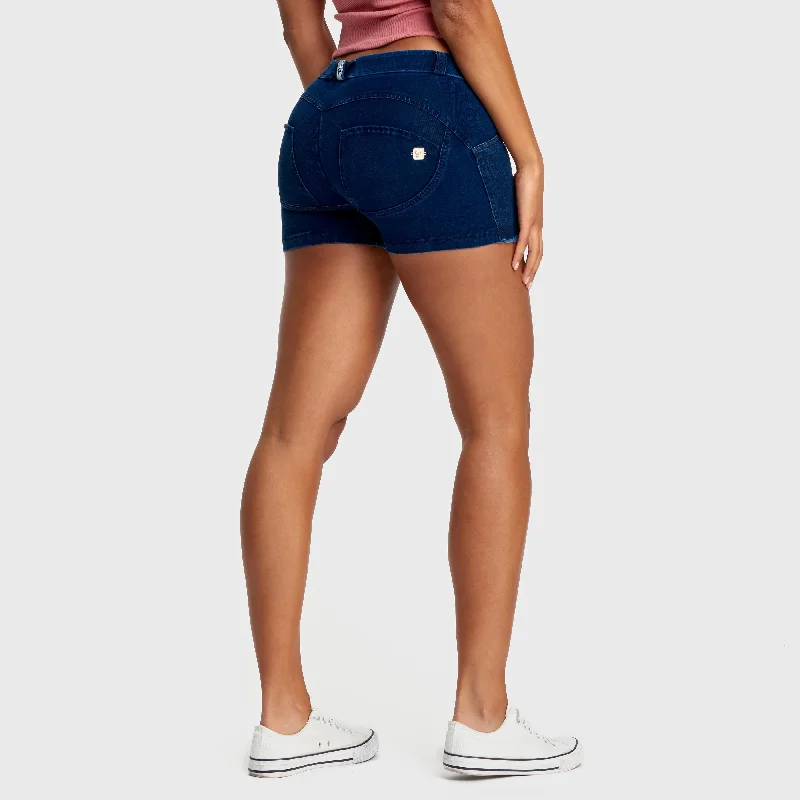 WR.UP® Mid Waist Denim Shorts - Dark Blue + Blue Stitching