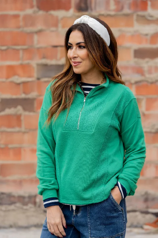 Mixed Material Quarter Zip Sweatshirt