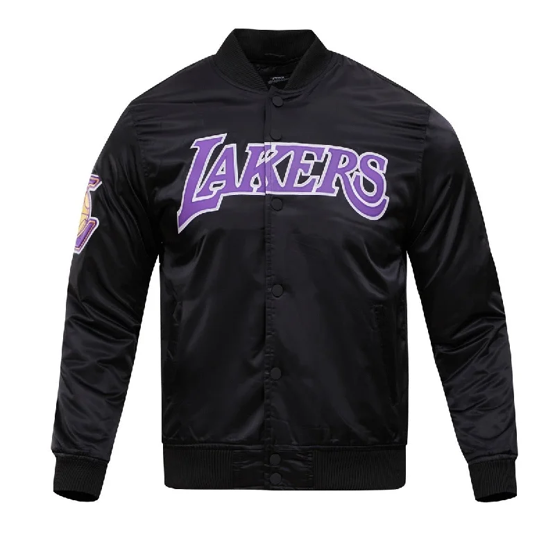 NBA LOS ANGELES LAKERS BIG LOGO MEN'S SATIN JACKET (BLACK)