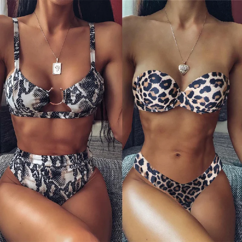 2019 New top sexy solid swimwear push up bikini bandage sport suit high cut bathing suit bandeau swimsuit women bikini set 2507