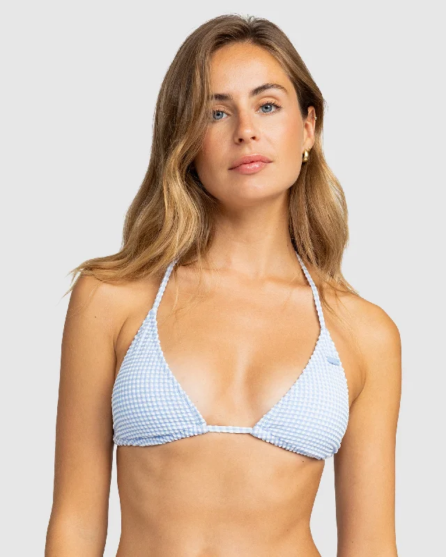 Womens Gingham Tiki Triangle Bikini Top