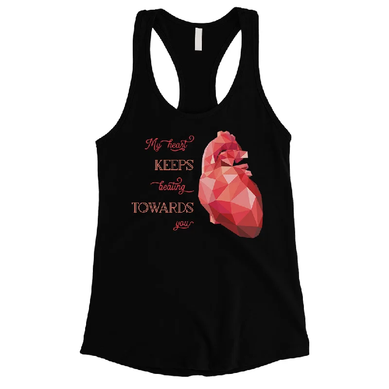 Geometric Heart Beating Womens Tank Top Cute Valentine's Day Gift