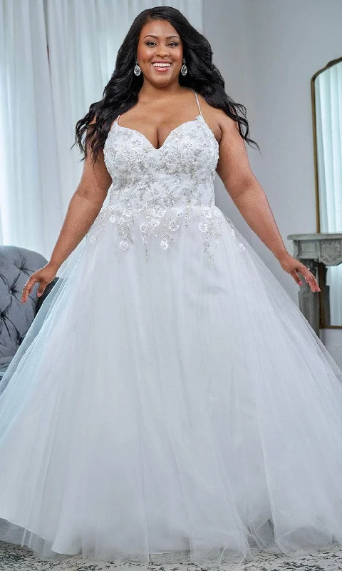 Sydney's Closet SC5345 - Tulle Ballgown with Floral Lace Applique