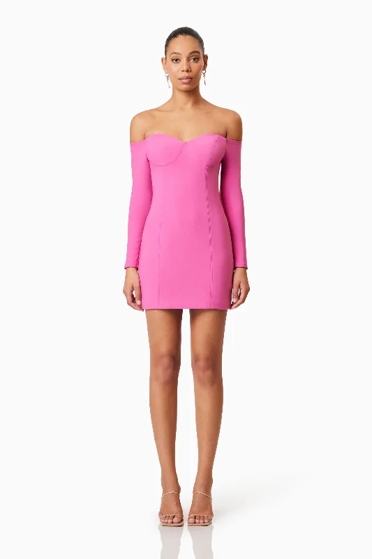 Janelle Long Sleeve Mini Dress In Pink