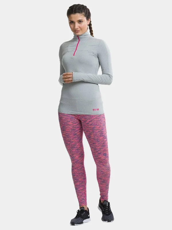 Fusion Half Zip Running Top For Women With Thumbholes & Back Zip Pocket