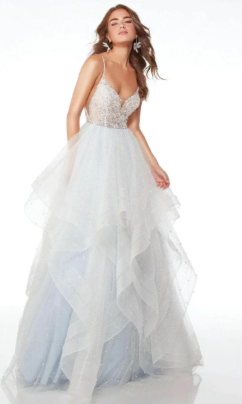 Alyce Paris 61672 - Beaded V-Neck Ruffled Ballgown