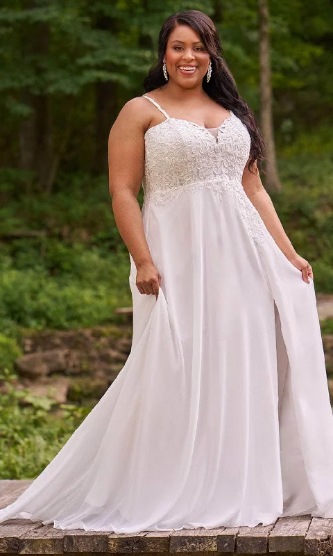 Sydney's Closet SC5348 - Chiffon A-line Gown with Lace Applique