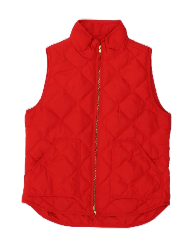 J. CREW Womens Padded Gilet UK 14 Medium Red Polyester