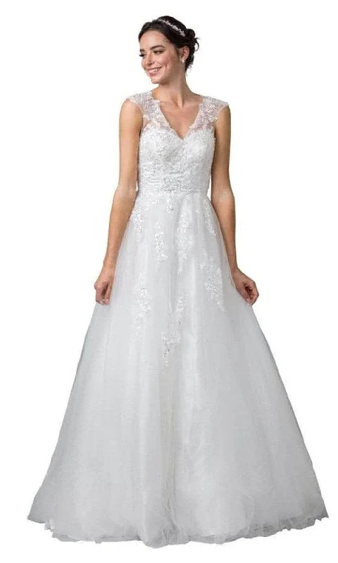 Trevi Collection Bridal - W2443 V Neck Classic Wedding Dress