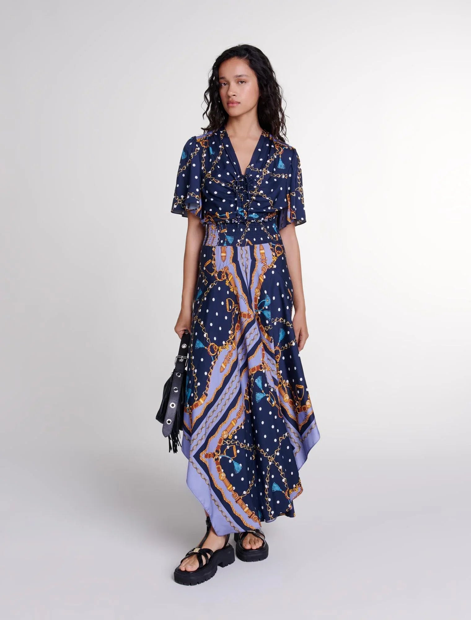 Satin-look patterned maxi dress