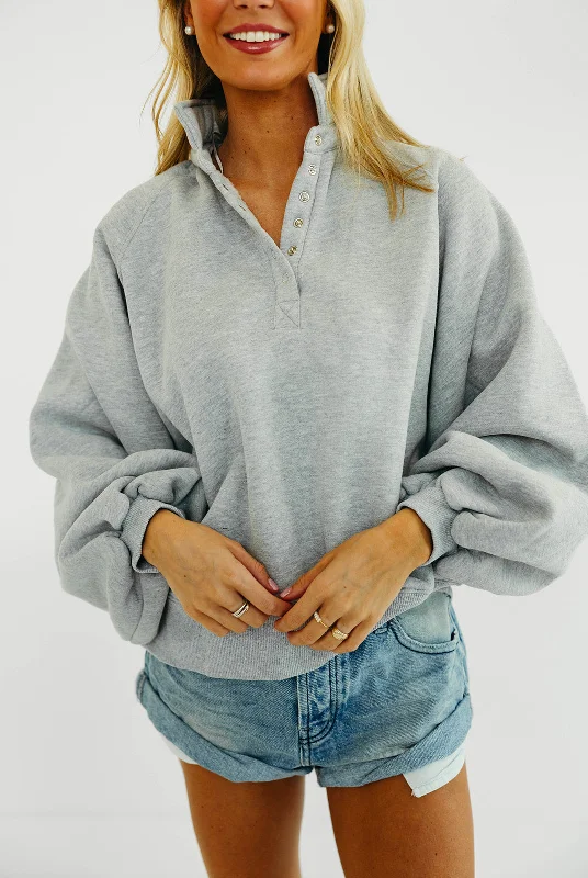 Piper Snap Sweatshirt - H. Grey