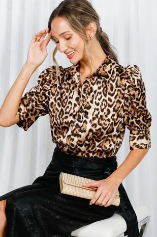 Leopard Print Satin Shirt