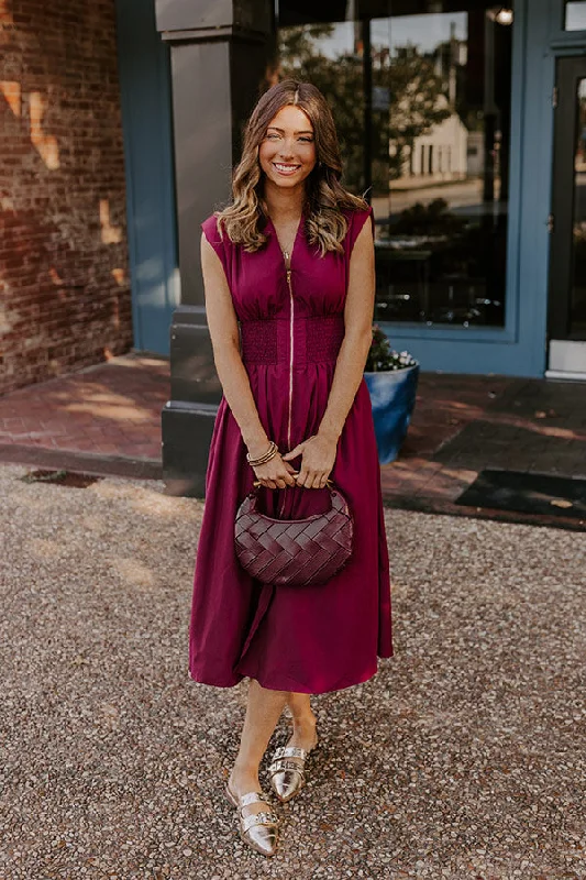 Chic Ensemble Midi Dress in Wine