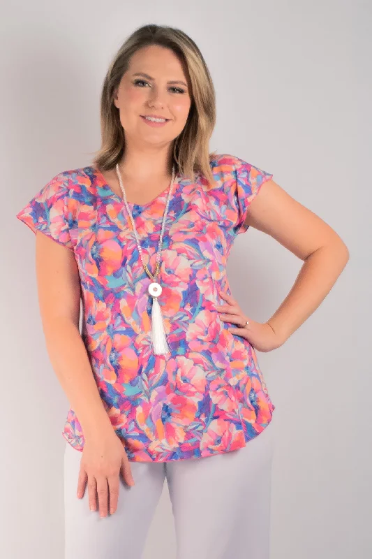 Floss Print Short Sleeve Jersey Top