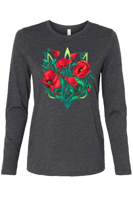 Female long sleeve top "Poppy Tryzub"