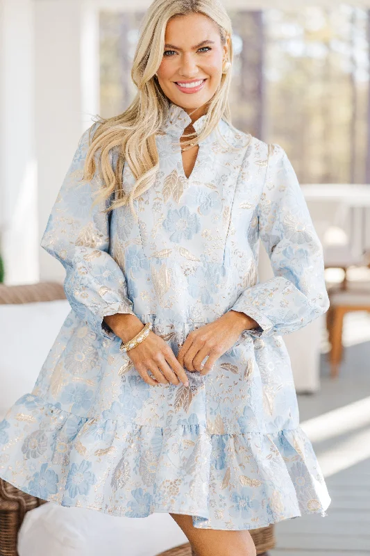 Always On My Mind Light Blue Floral Dress