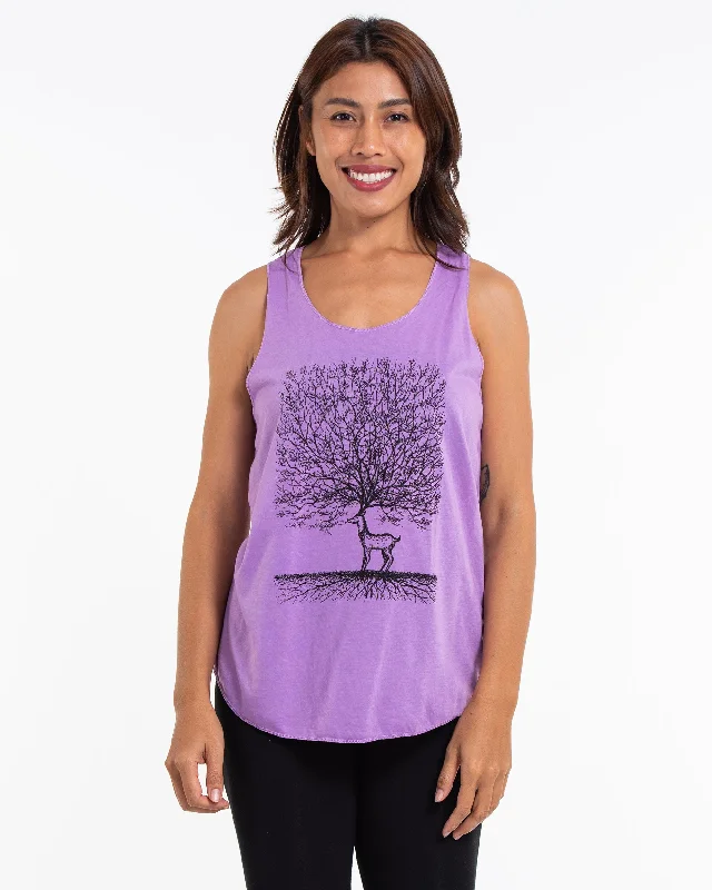 Womens Bambi Tree Tank Top in Violet