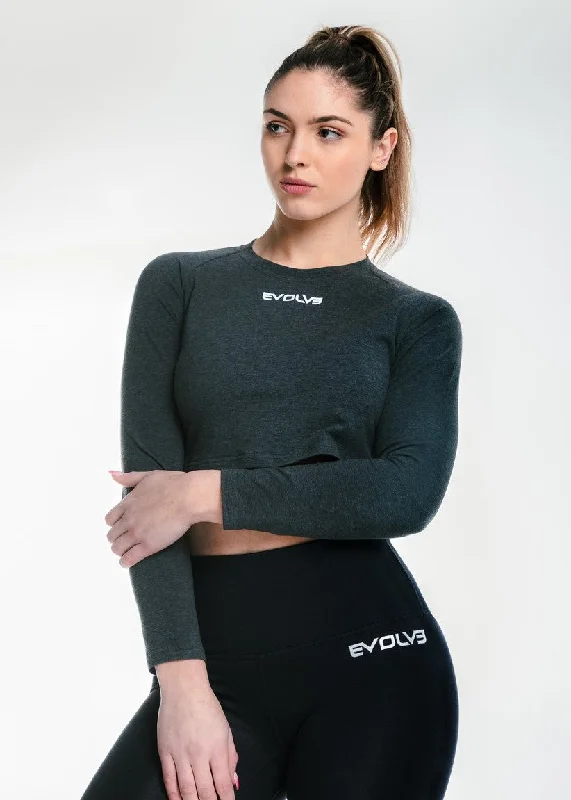 Long Sleeve Crop - Charcoal