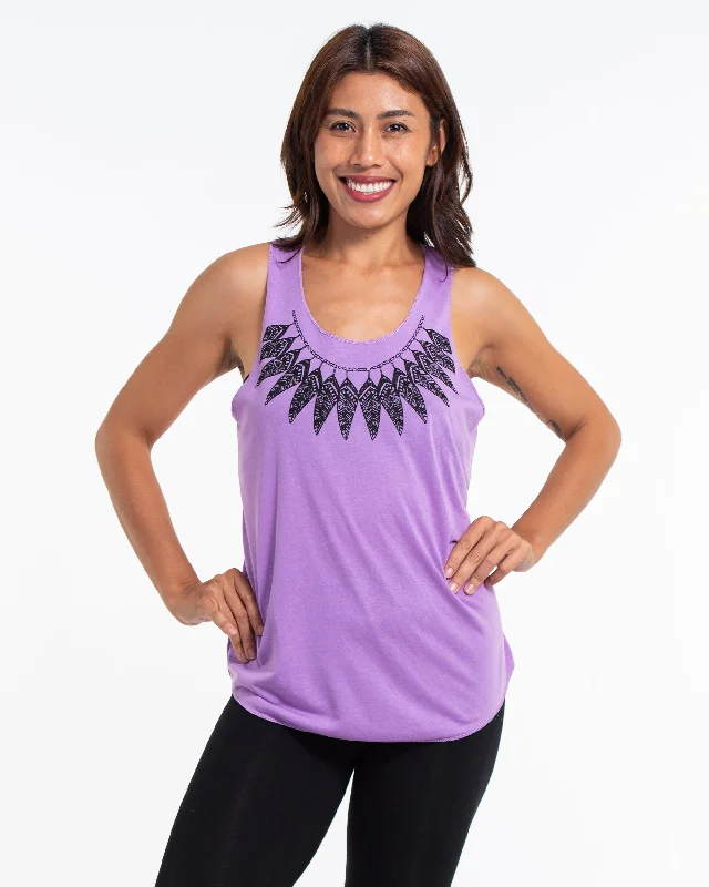 Womens Feather Necklace Tank Top in Violet