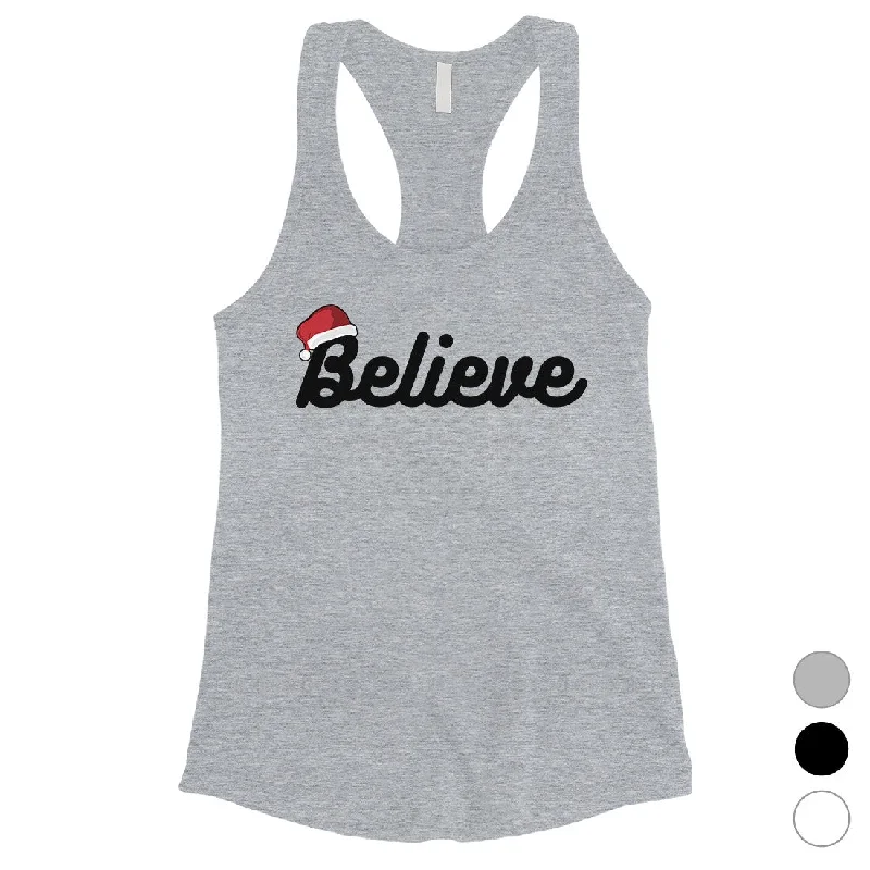 Believe Santa Hat Womens Tank Top