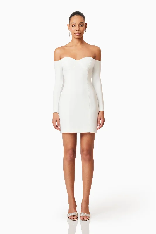 Janelle Long Sleeve Mini Dress In White