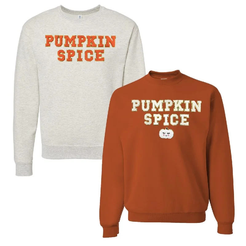 Pumpkin Spice Letter Patch Crewneck Sweatshirt