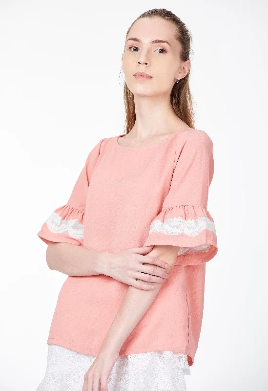 Ruffled Sleeve with Lace Blouse