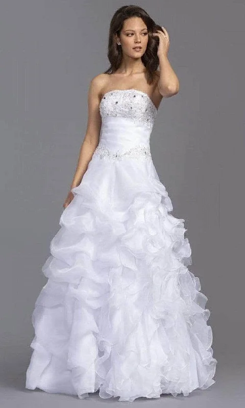 Trevi Collection Bridal - LH040 Strapless Ruffled A-Line Bridal Gown