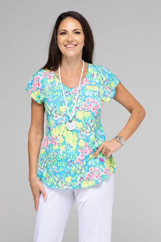 Neon Print Short Sleeve Jersey Top