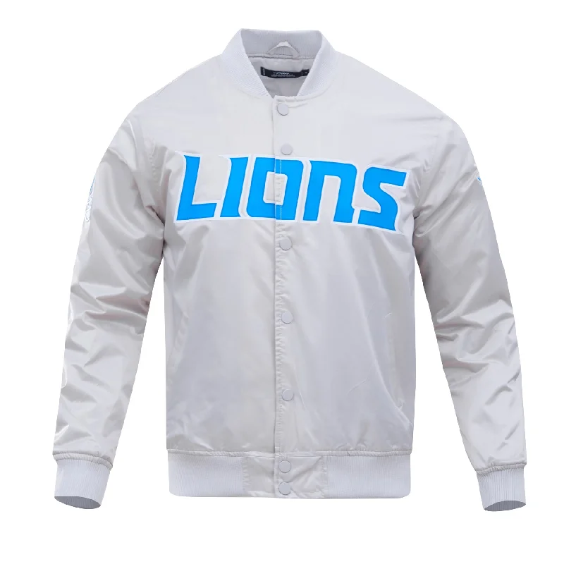 NFL DETROIT LIONS BIG LOGO MEN'S SATIN JACKET (SILVER)