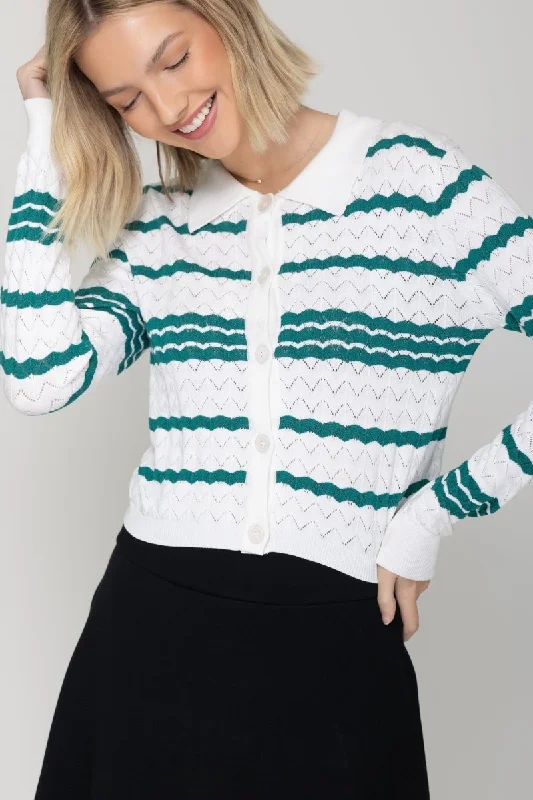 CHLOE CARDIGAN (WHITE/GREEN)