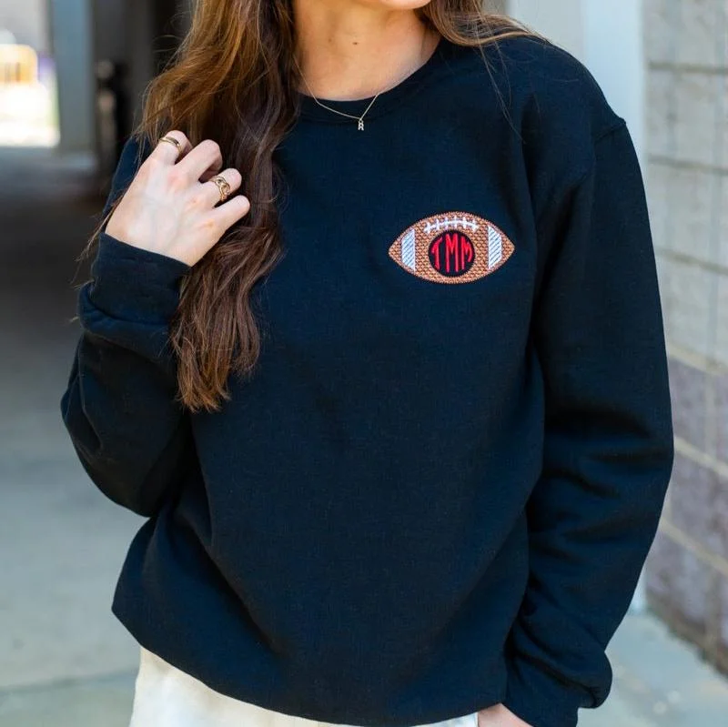 Monogrammed Football Crewneck Sweatshirt