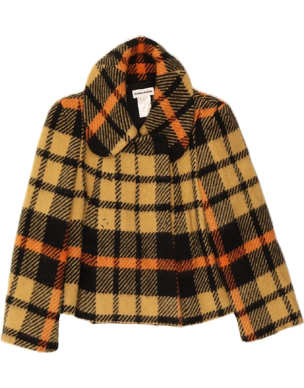 SONIA RYKIEL Womens Crop Bomber Jacket IT 40 Small Yellow Check Mohair