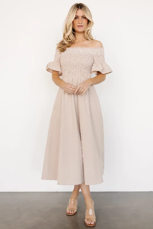 Jodi Off Shoulder Dress | Natural