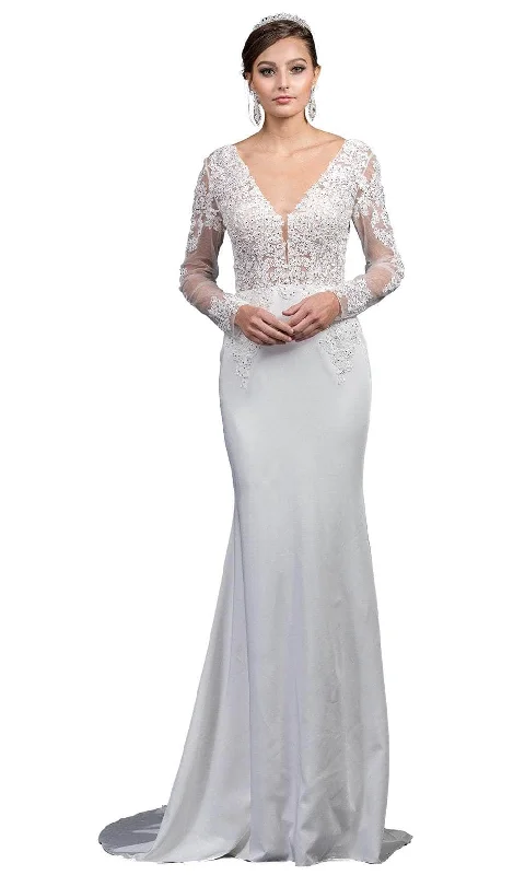 Dancing Queen 0052 - Embroidered Low V-Back Wedding Gown